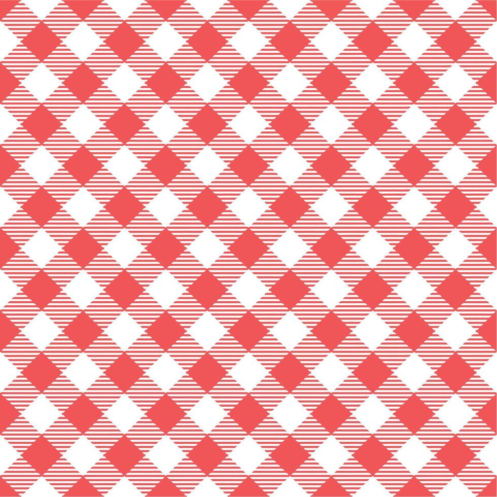 Red and White Gingham Fabric Texture vector