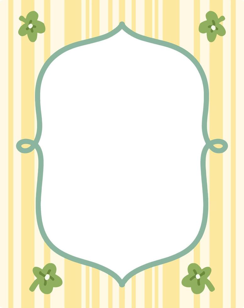 Decorative frame with floral accents on a striped backdrop vector
