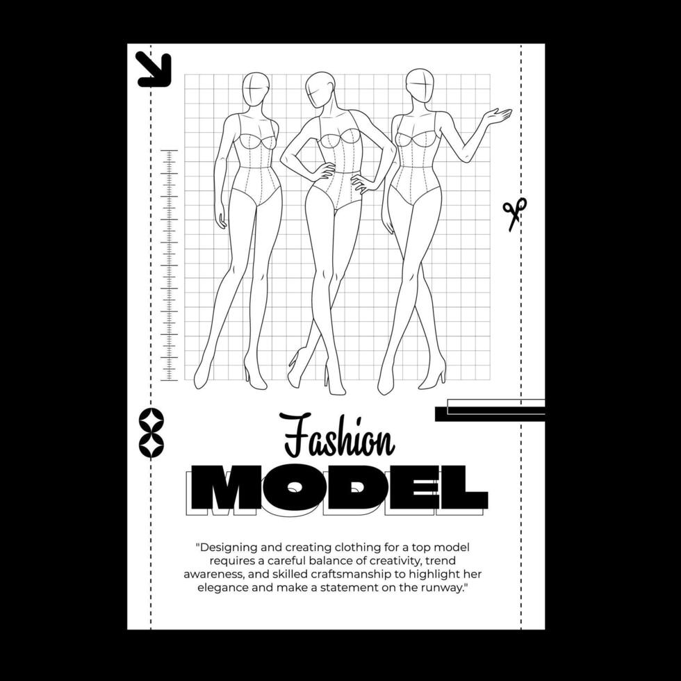 Fashion Model Silhouette Flat Poster vector