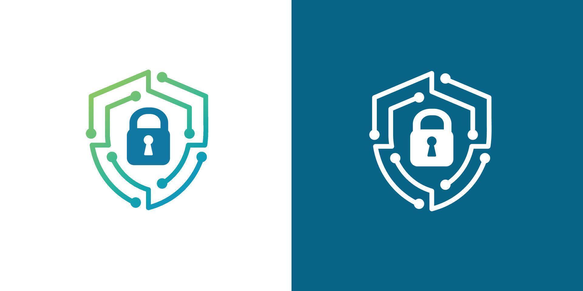 Modern Cybersecurity Shield Logo with Lock Symbol. Digital Protection Emblem for Tech Company, Network Safety, and Secure Access Systems vector