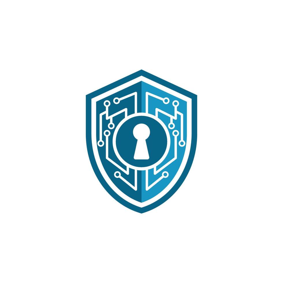 Cyber Security Logo Icon Design with Shield and Lock Key. Template for Online Protection, Website Safety, and Secure Digital Access vector