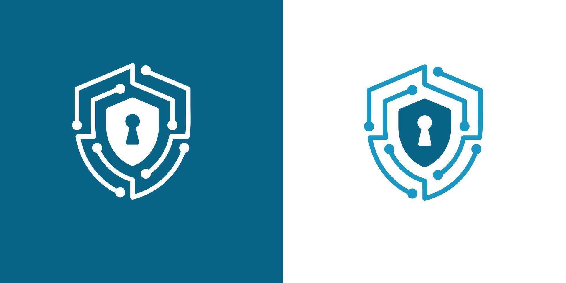 Cybersecurity Logo Design with Shield and Lock Icon. Modern Technology Symbol for Data Protection, Website Safety, and Digital Defense Identity vector