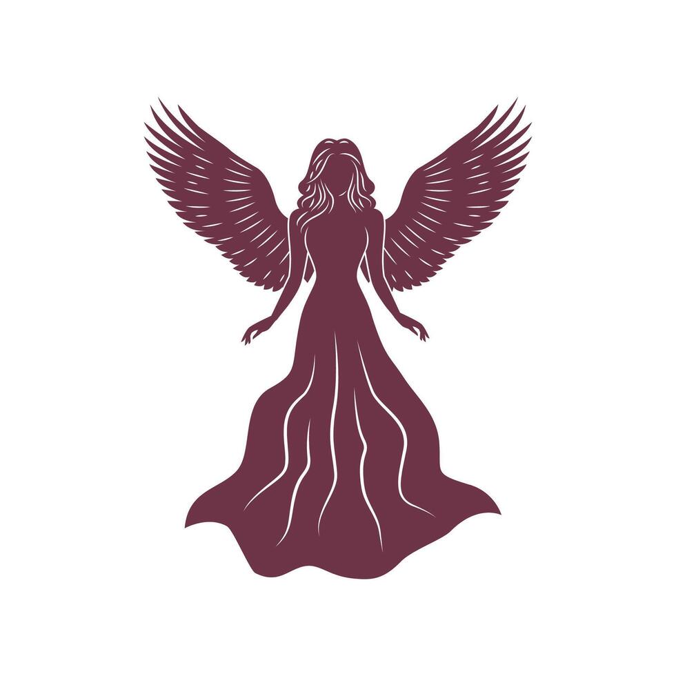 Goddess Standing Tall with Wide Wings Arched Up vector