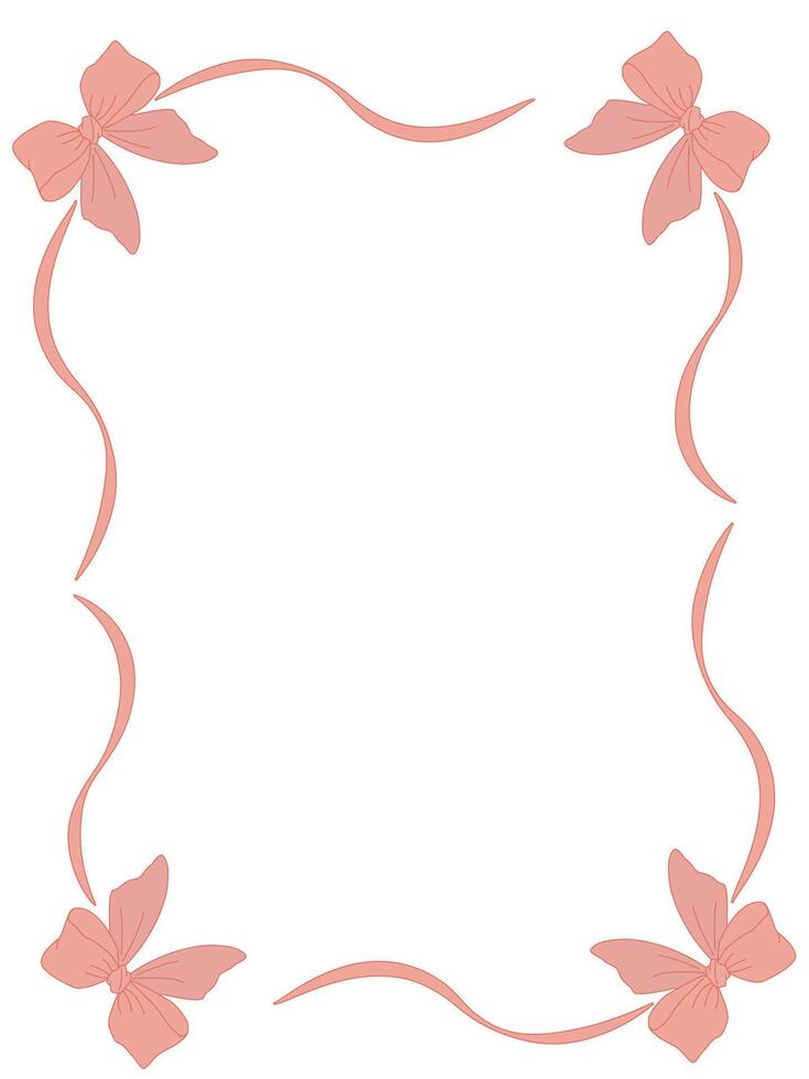 Light and delicate frame made of ribbons and bows for decoration and design vector