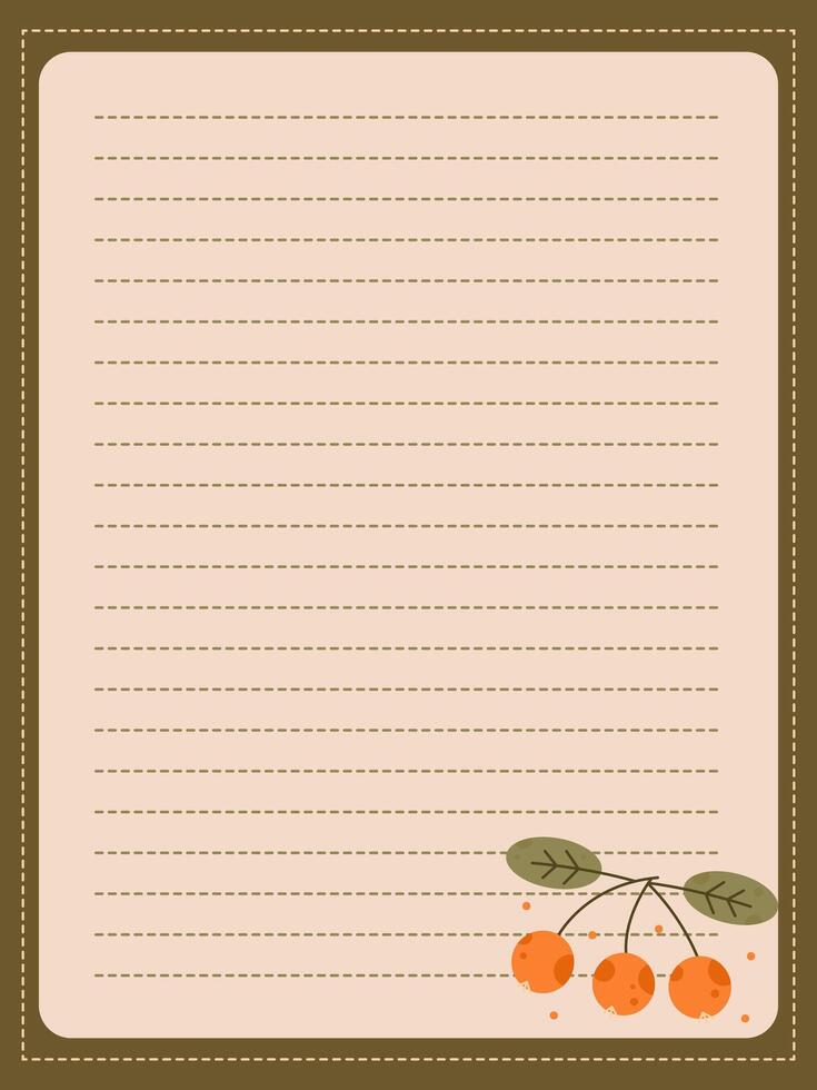 Autumn-themed notebook or diary page with berries vector