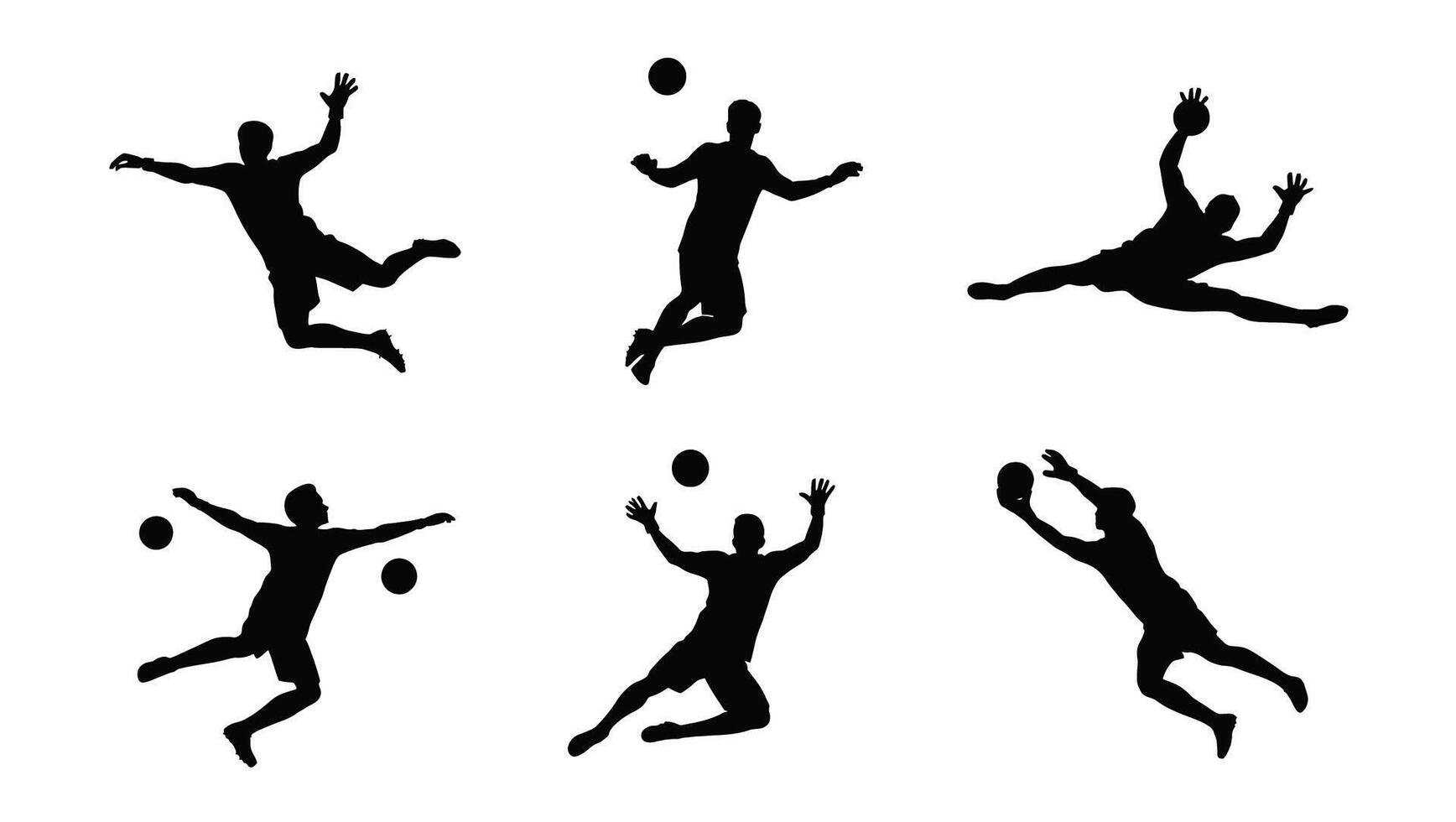 Dynamic Silhouettes of Volleyball Players in Action Intense Beach Volleyball Game Moments - Professional digital artwork with vibrant colors and detailed composition vector