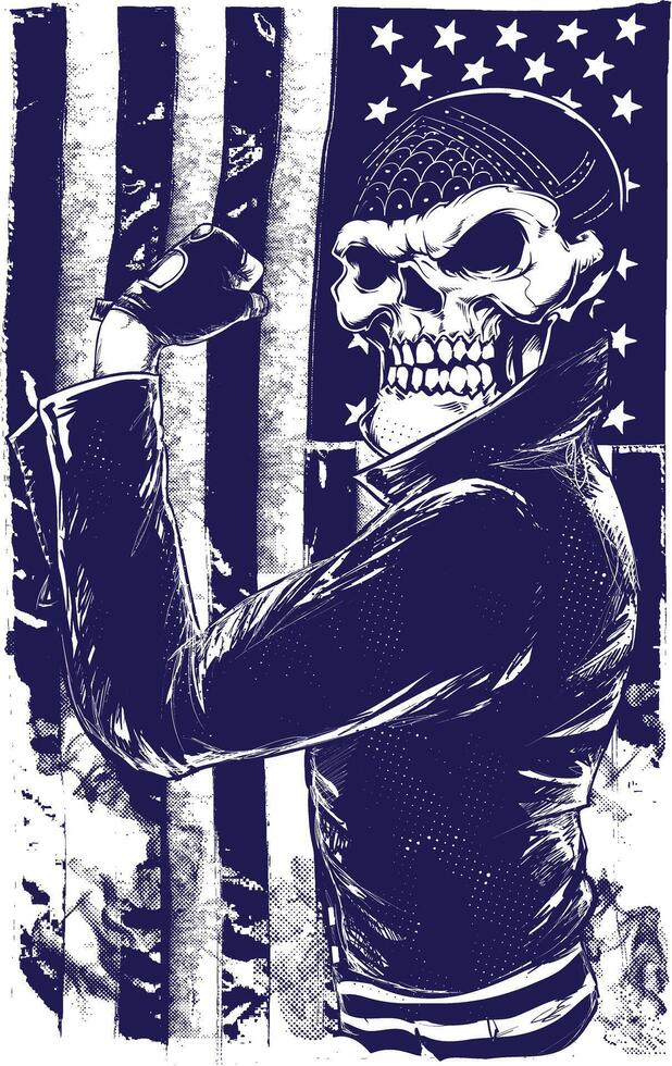 Edgy Biker Skull Graphic Tee Design Art for Rebel Motorcycle Enthusiasts vector