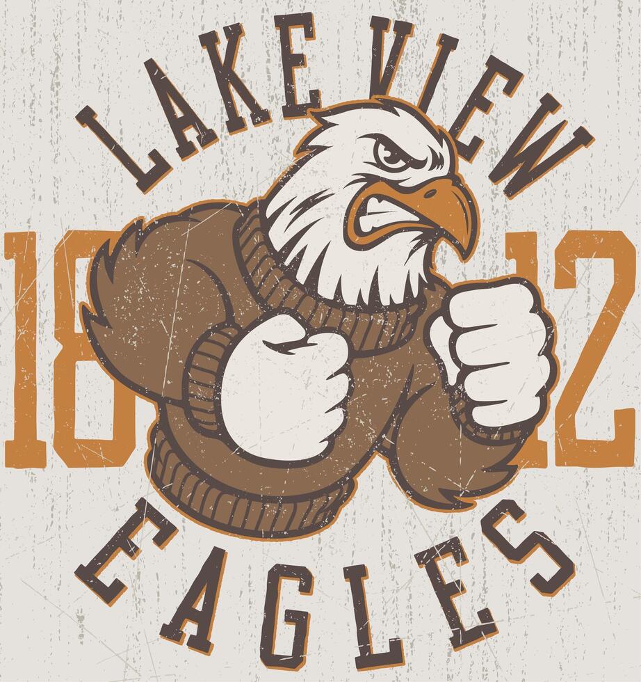 Majestic Eagle Over Vintage Lake Landscape 1812 Patriotic T-Shirt Art vector