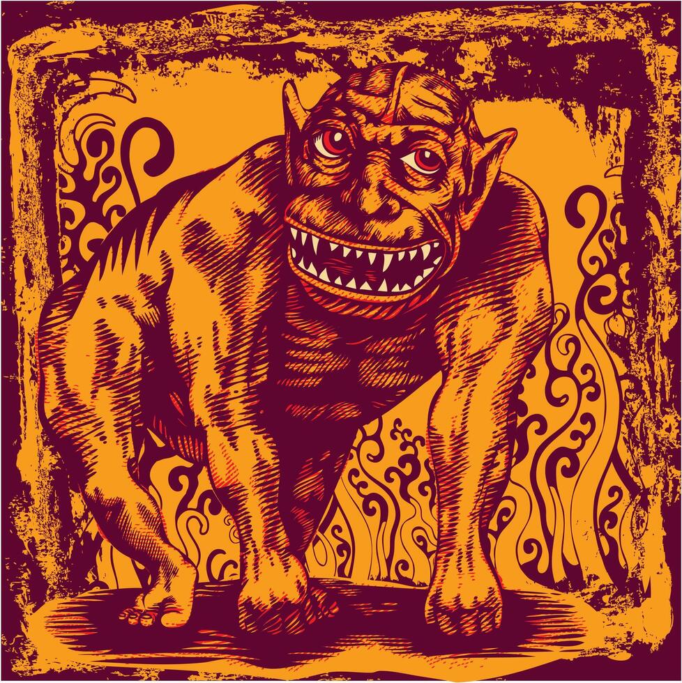 Undead Creature Horror Graphic Tee Artwork - Zombie Animal Cartoon Illustration for Apparel Printing vector