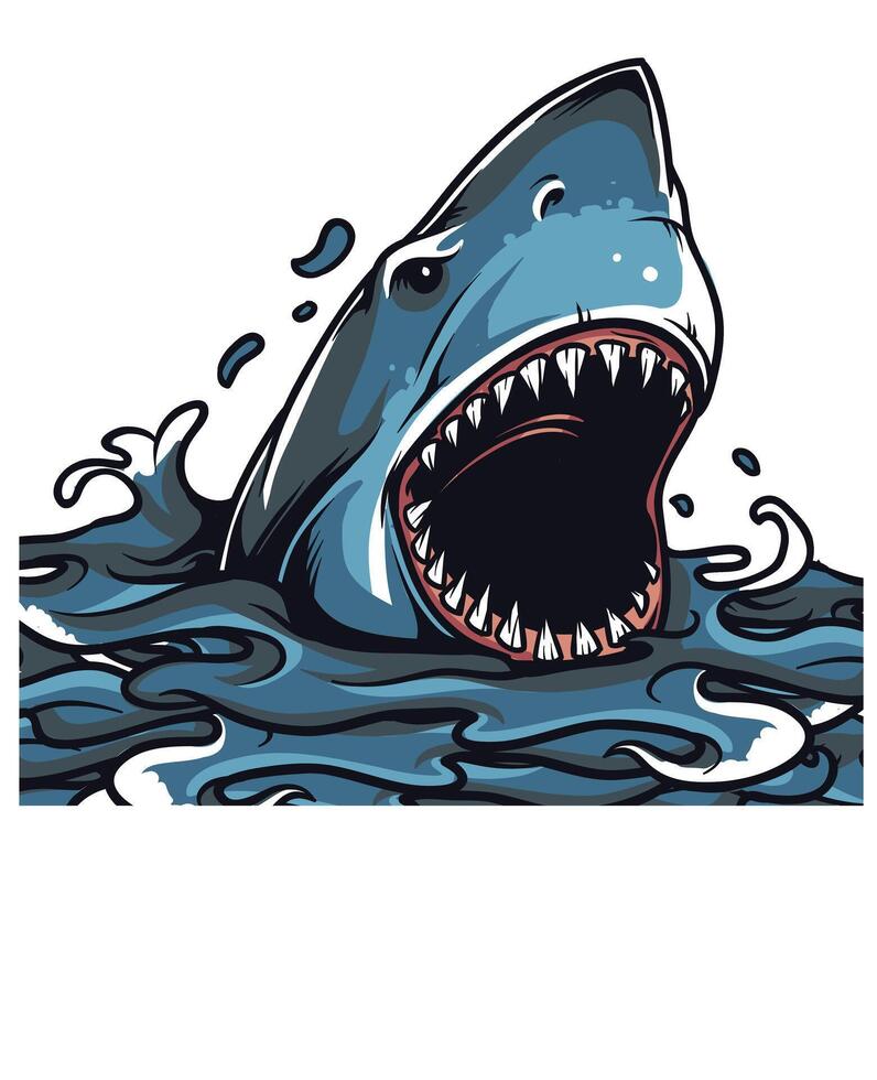 Predator Shark Graphic Tee Design Art for Men's Apparel and Streetwear vector