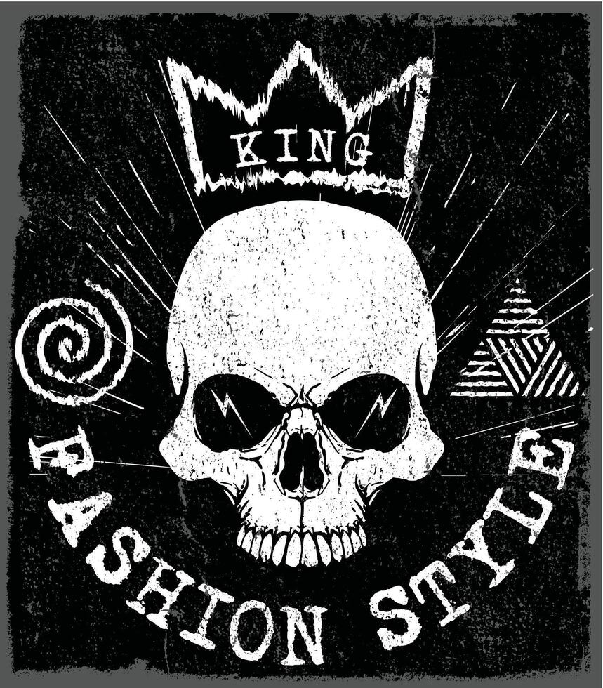 Biker Gang Emblem Vintage Skull Motorcycle Club Badge T-Shirt Print Vec. Art vector