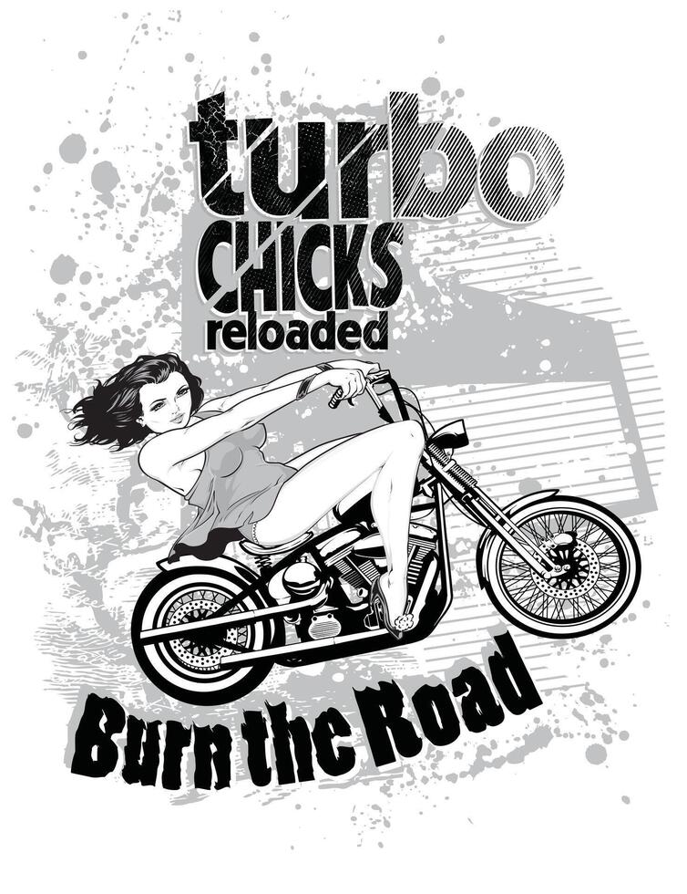 Speed Rebel Motorcycle Rider Retro Vintage Graphic Tee Art Illustration vector