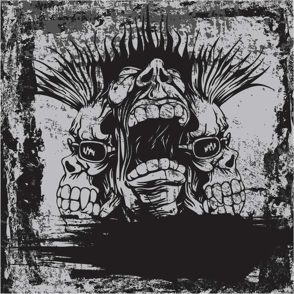 Edgy Punk Skull Graphic Art for Rebellious Tshirt Design Illustration vector