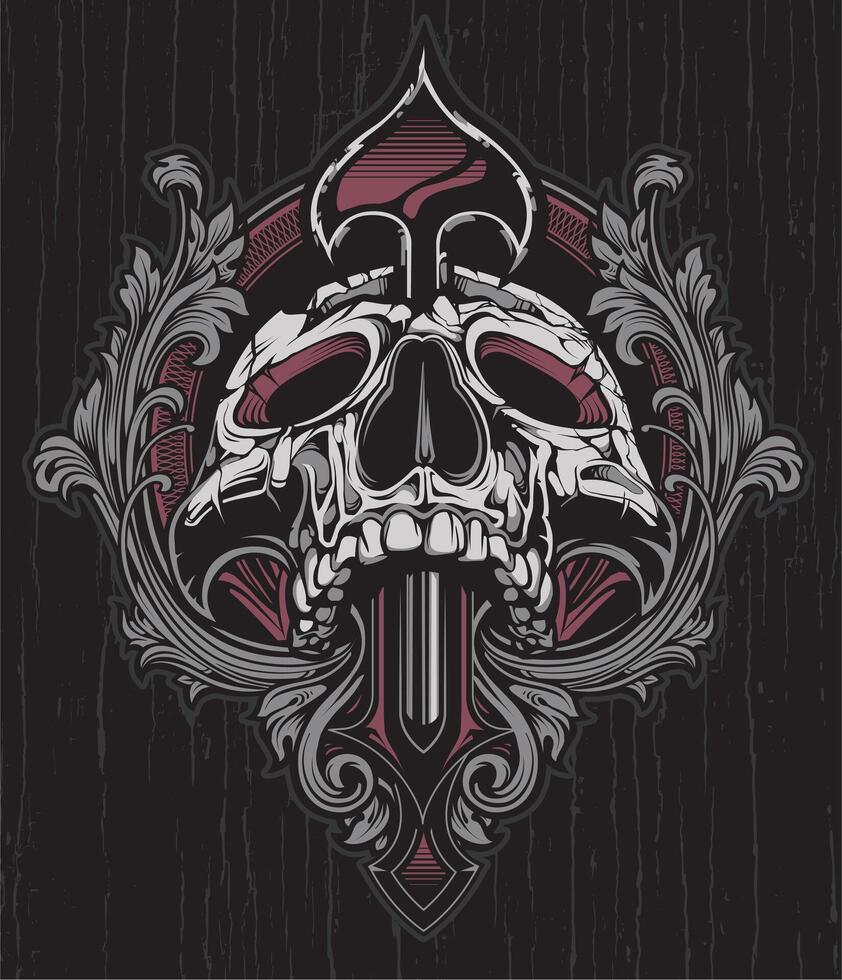 Gothic Skull Graphic Tee Art, Edgy T-Shirt Design, Dark Illustration for Print vector