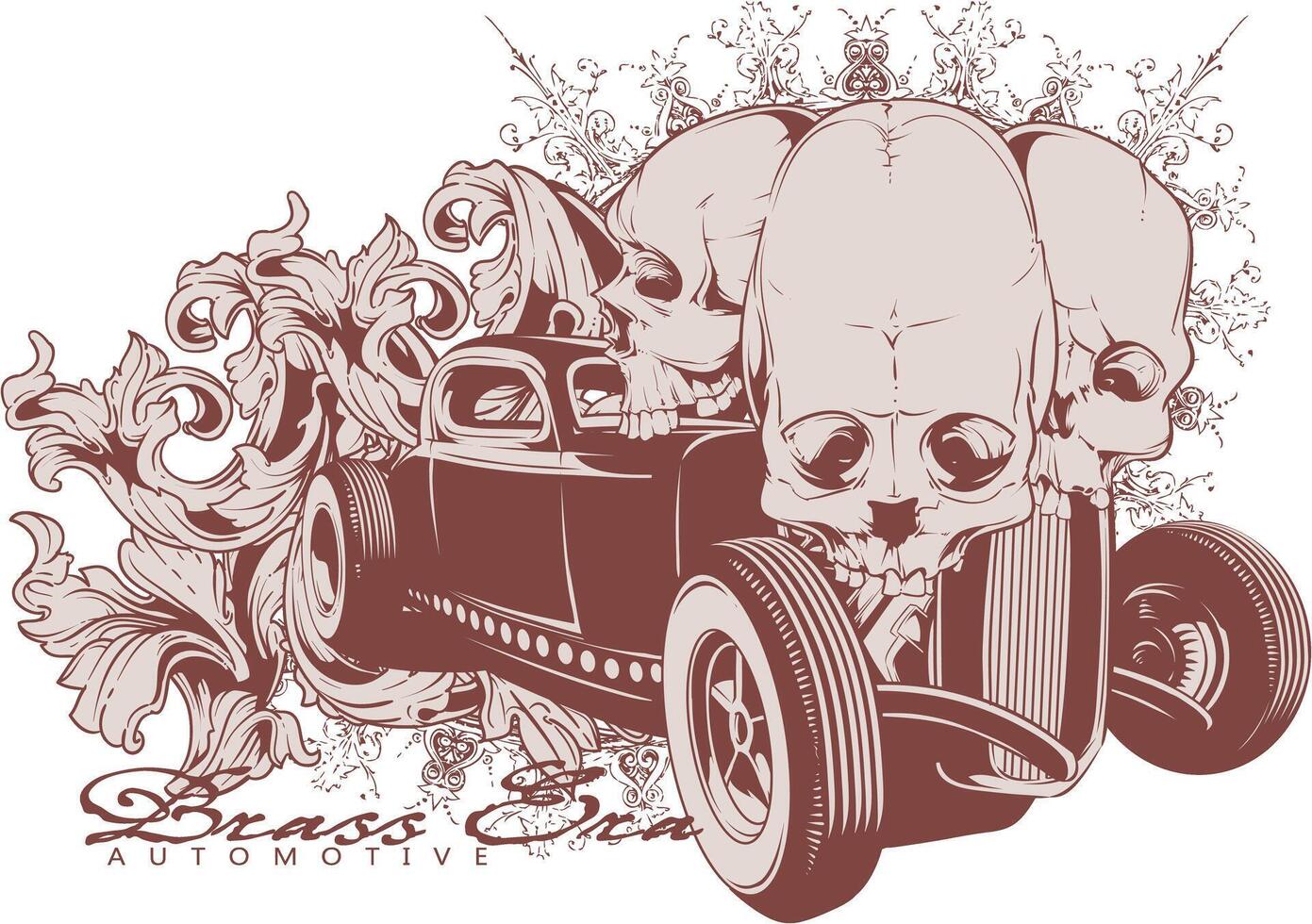 Retro Skull Graphic Tee Art Vintage Style Editable Illustration vector