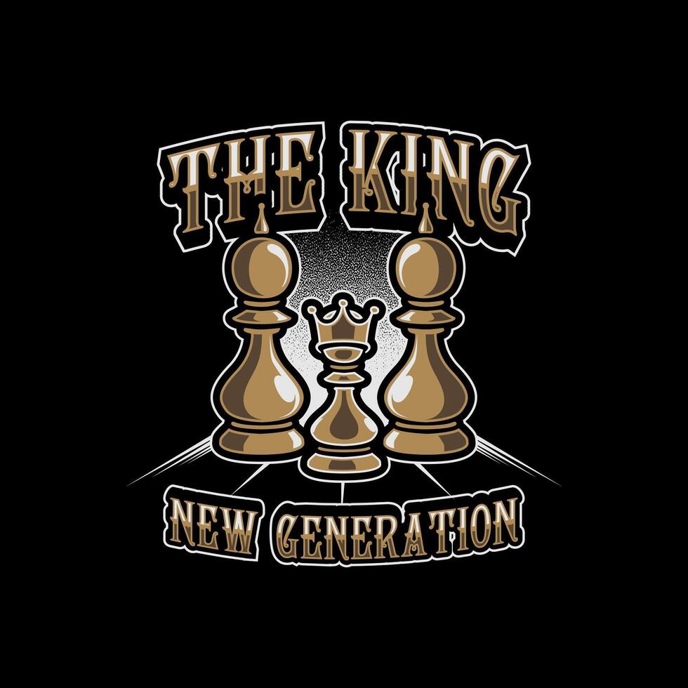Royal King Chess Piece Vintage Graphic Tee Art vector