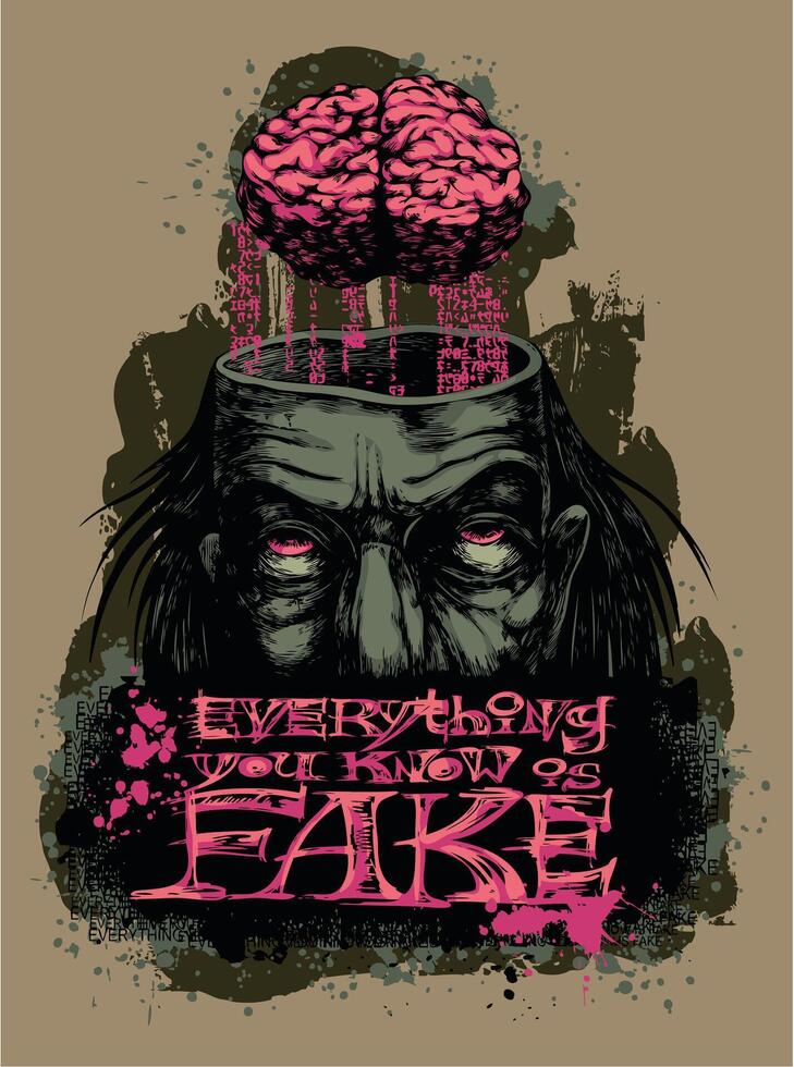 Cartoon Zombie Student Art for T-Shirt Design, College Humor Graphic, Scary Funny Character Illustration vector