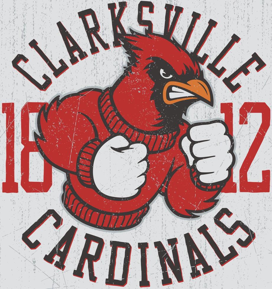 Vintage Clarksville Cardinals 1812 Retro Baseball Team Mascot Art for Tshirt Print vector