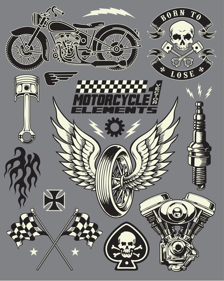 Motorcycle Rider Retro Vintage Art Badge Logo Illustration for T-Shirt and Apparel Desig vector