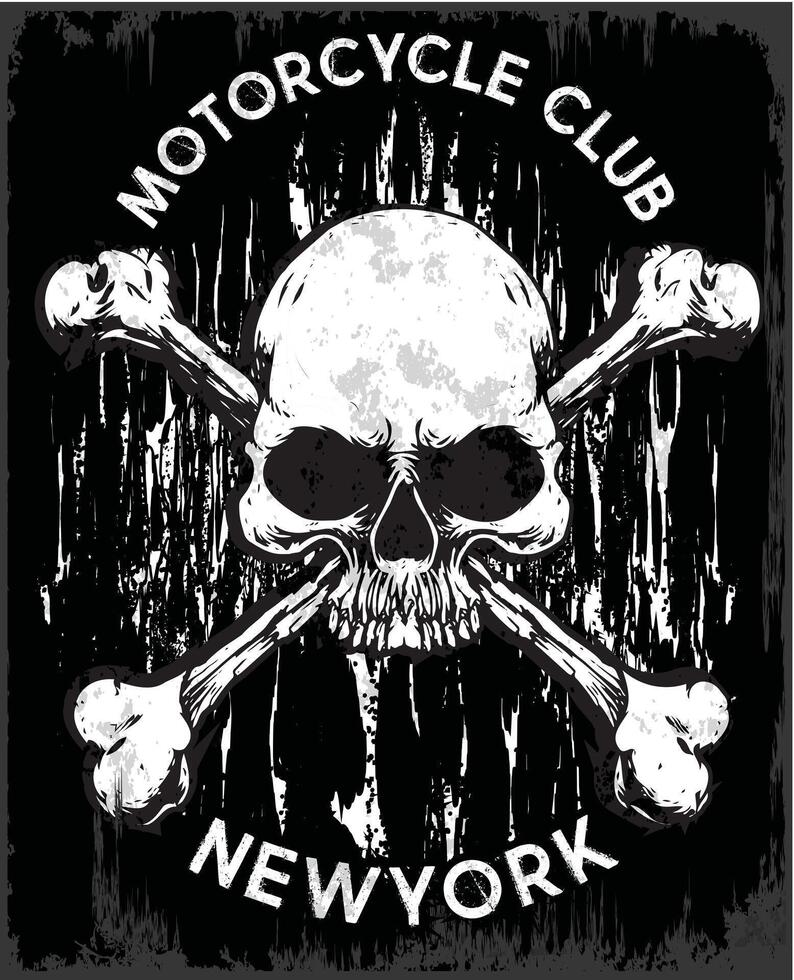 Biker Gang NYC Retro Vintage Motorcycle Club T-Shirt Graphic Vec. Art vector