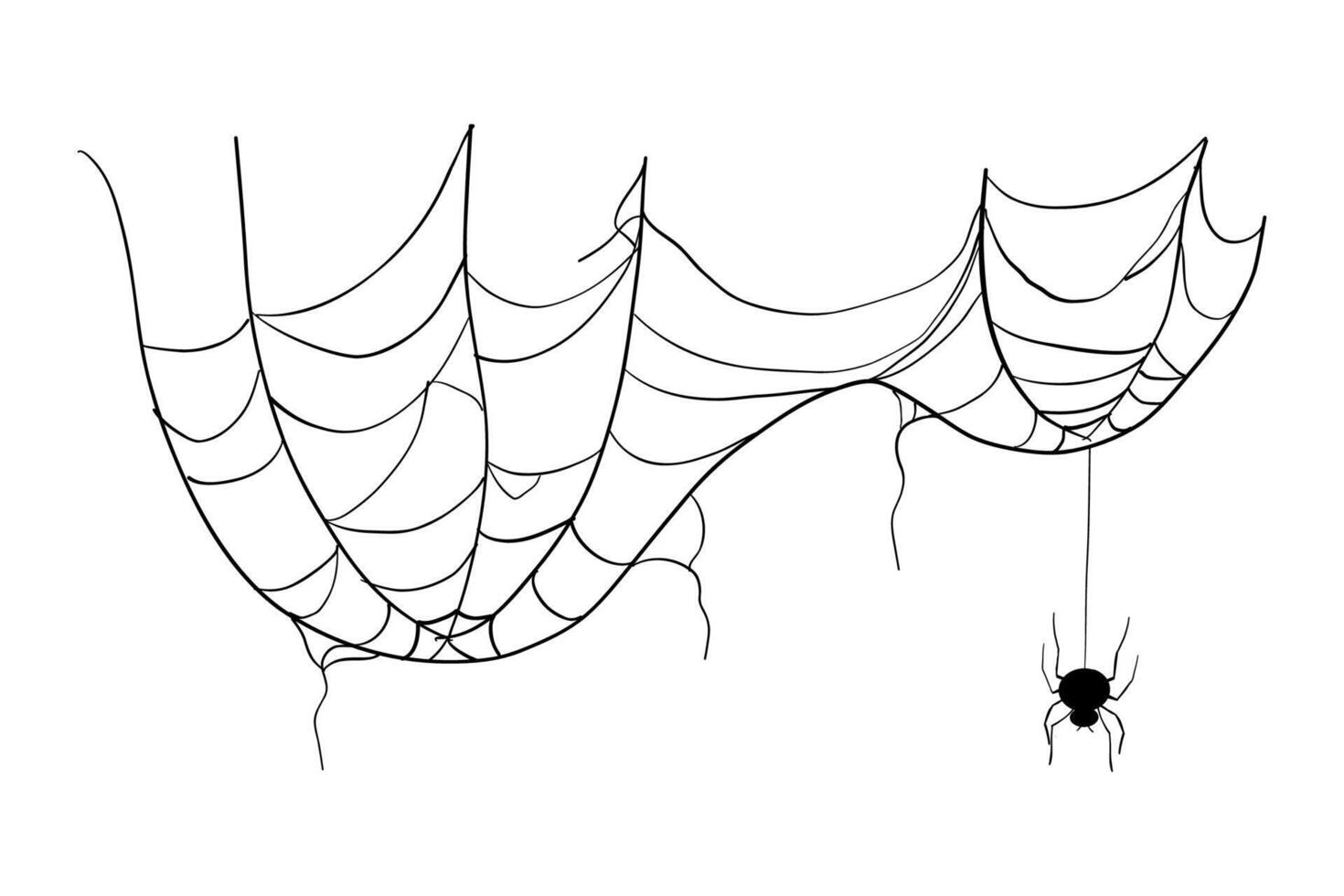 Cute and spooky spiderweb for Halloween. Hand-drawn cobweb textures, frames, and bug traps. elements for gothic decorations, nature horror themes, or mystical designs. vector