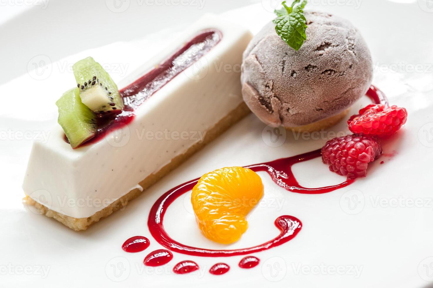 A dessert on a white plate photo