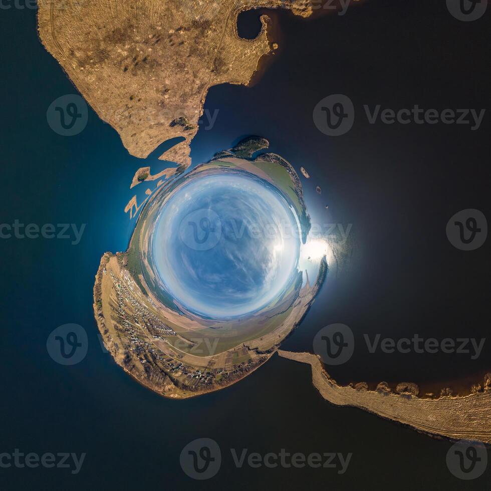 An aerial view of a blue planet in the sky photo