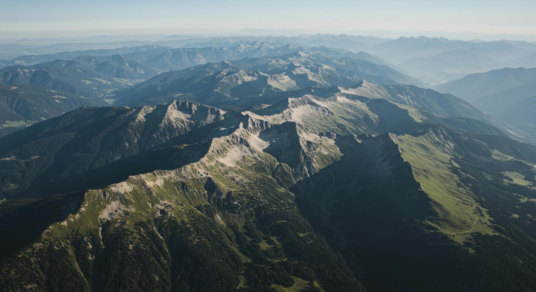 Aerial view of mountain ranges photo