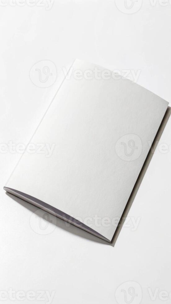 Blank White Booklet Mockup Isolated on Clear Background for Design Presentation photo