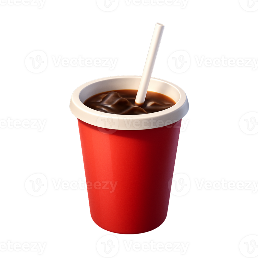 A red cup with a straw and a drink inside png