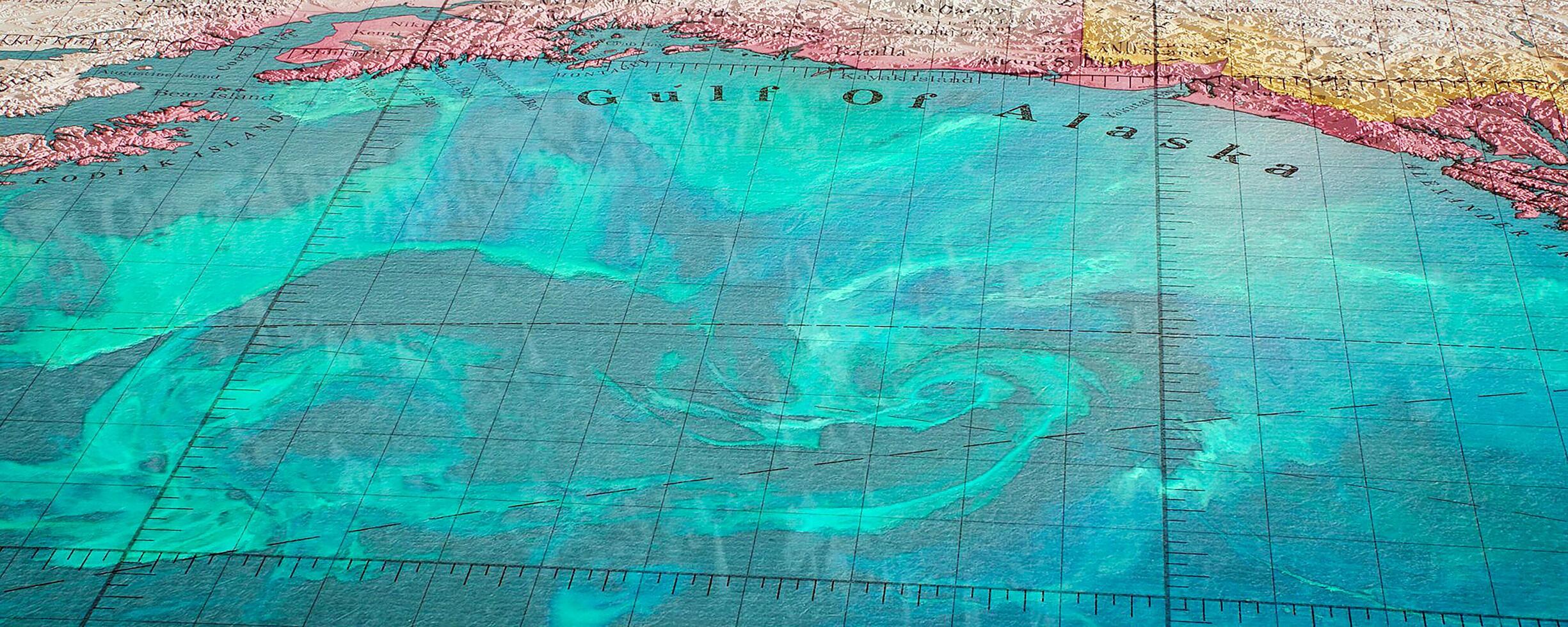 Detailed map of the gulf of alaska, displaying water currents. photo