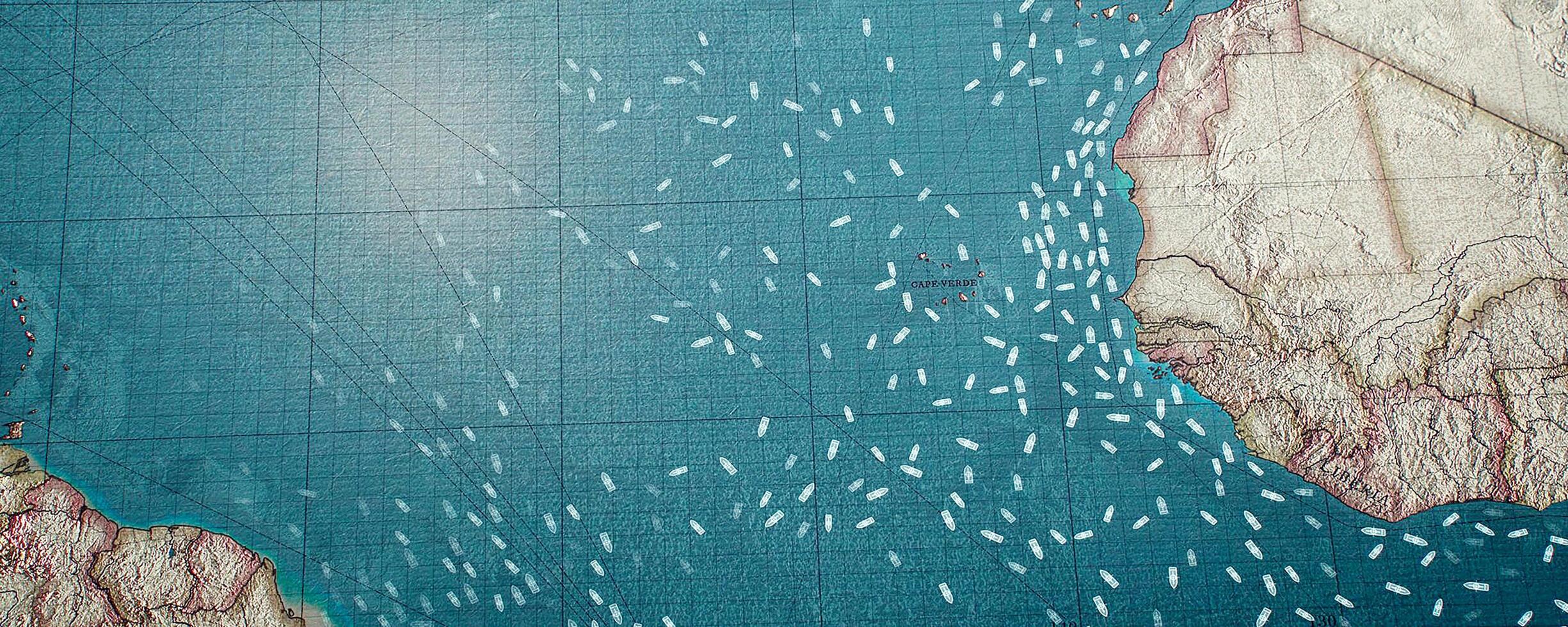 Many small ships are marked on a nautical chart. photo