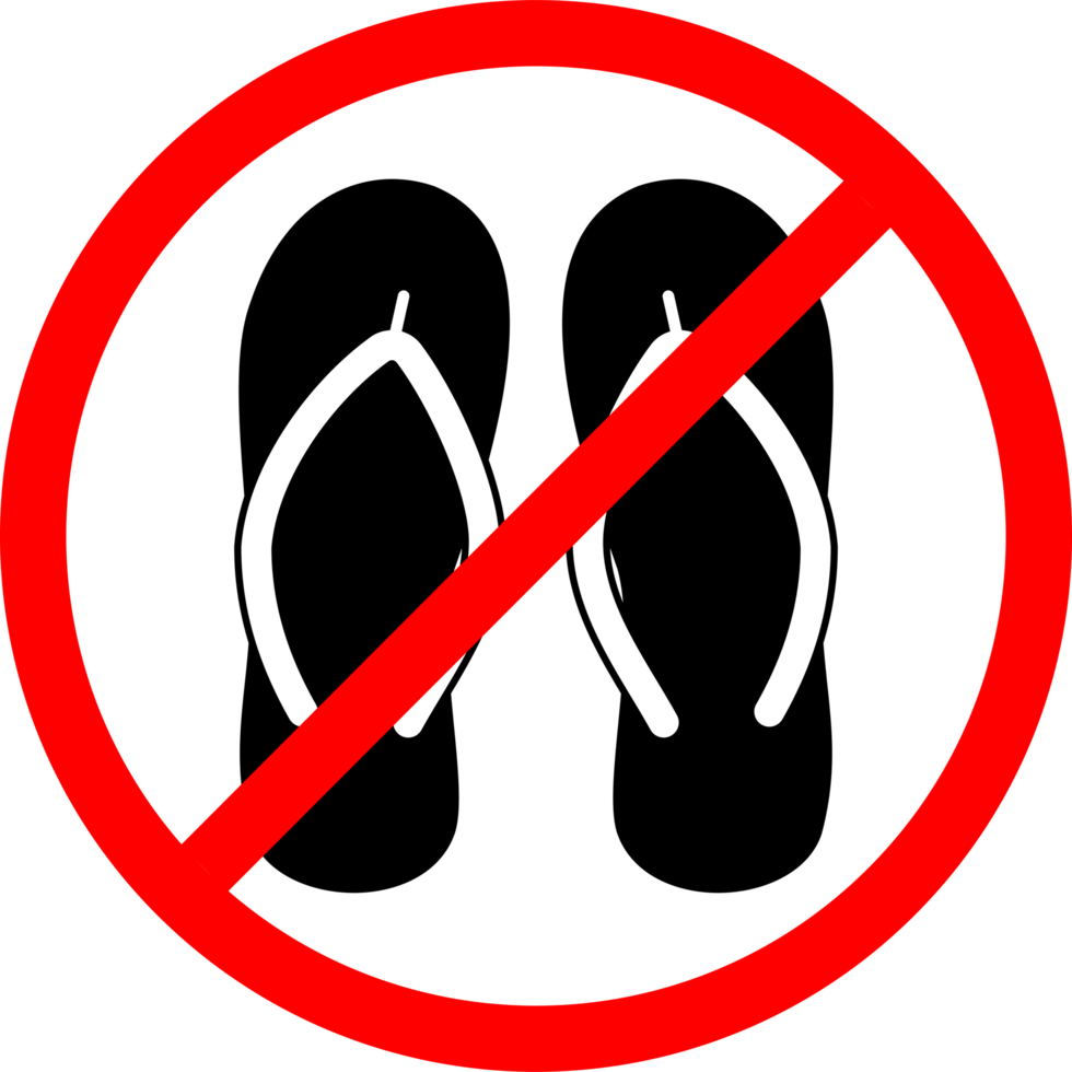 no flipflops sign in red circle or areas where use footwear are prohibited. sandals are prohibited. no flipflops. footwear restriction. footwear prohibited png