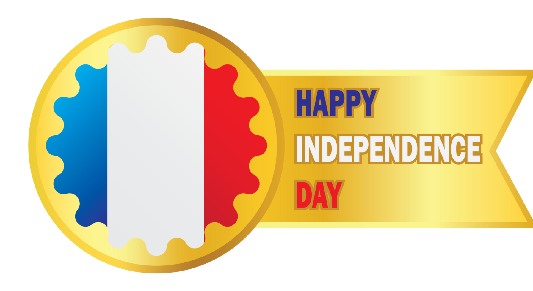 France Independence Day Golden Badge With French Flag Celebrating Independence Day. symbolizing national pride, patriotism, and festive spirit. png