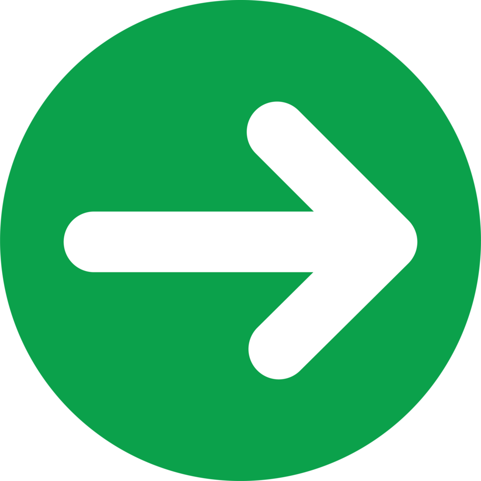 Green Circular Icon Featuring a White Arrow Pointing to the Right png