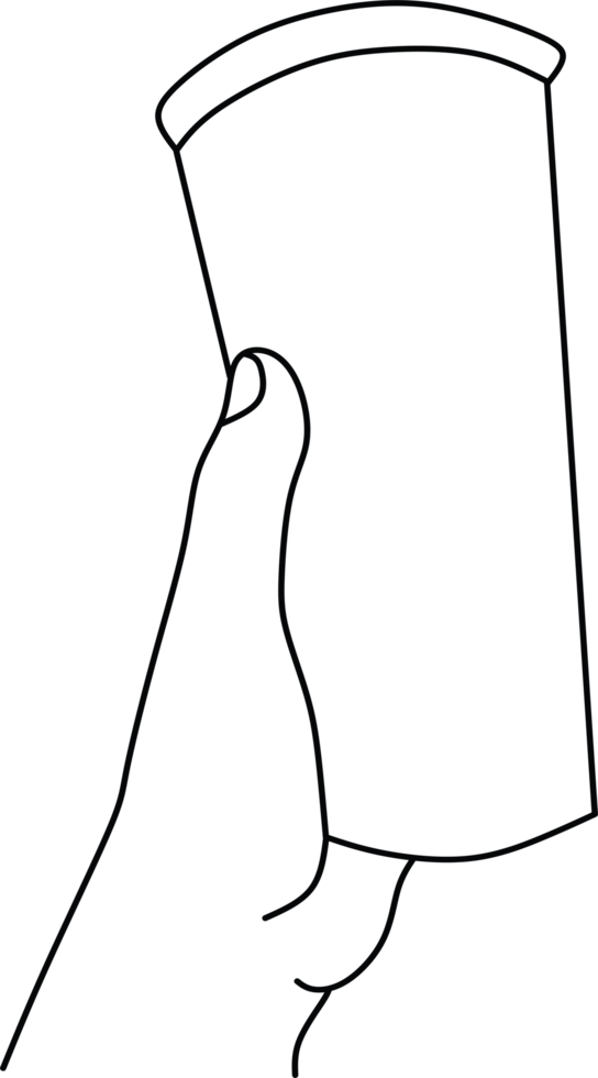 Hand Holding a Tumbler Illustrated in Simple Line Art Style png