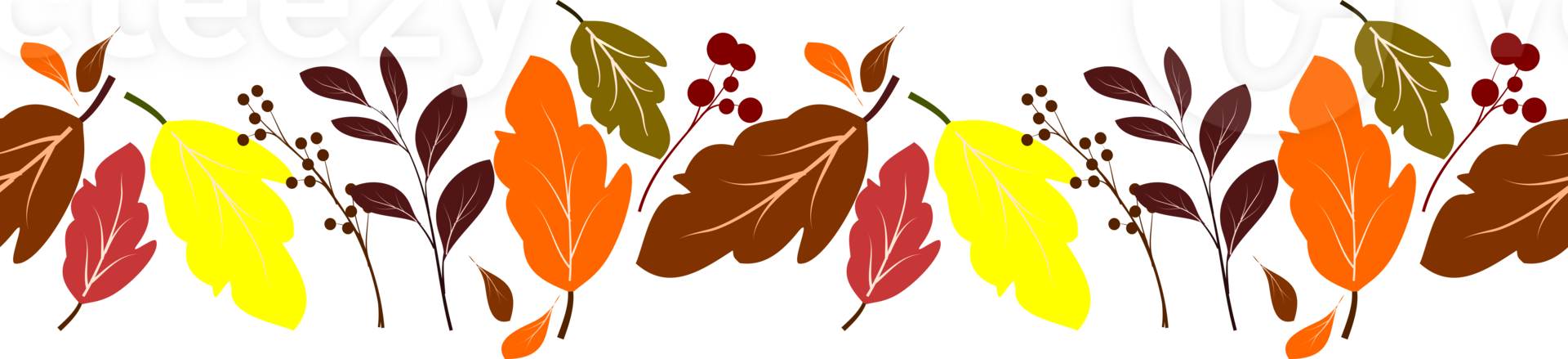 Autumn fall seamless border on transparent background png