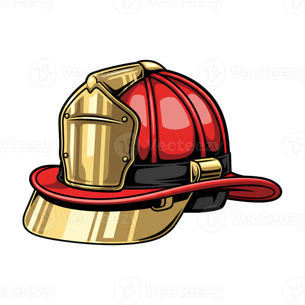 classic fire helmet illustration featuring a red, domed top with distinct ridges. png