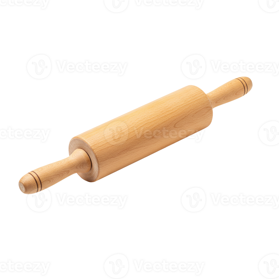 Traditional light wooden rolling pin for baking and kitchen use, smooth and functional png