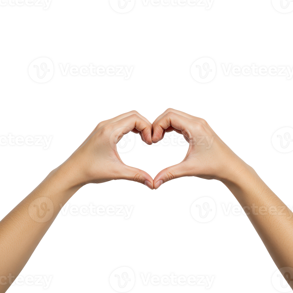 Two human hands forming a perfect heart shape, symbolizing love, care, and emotional unity png