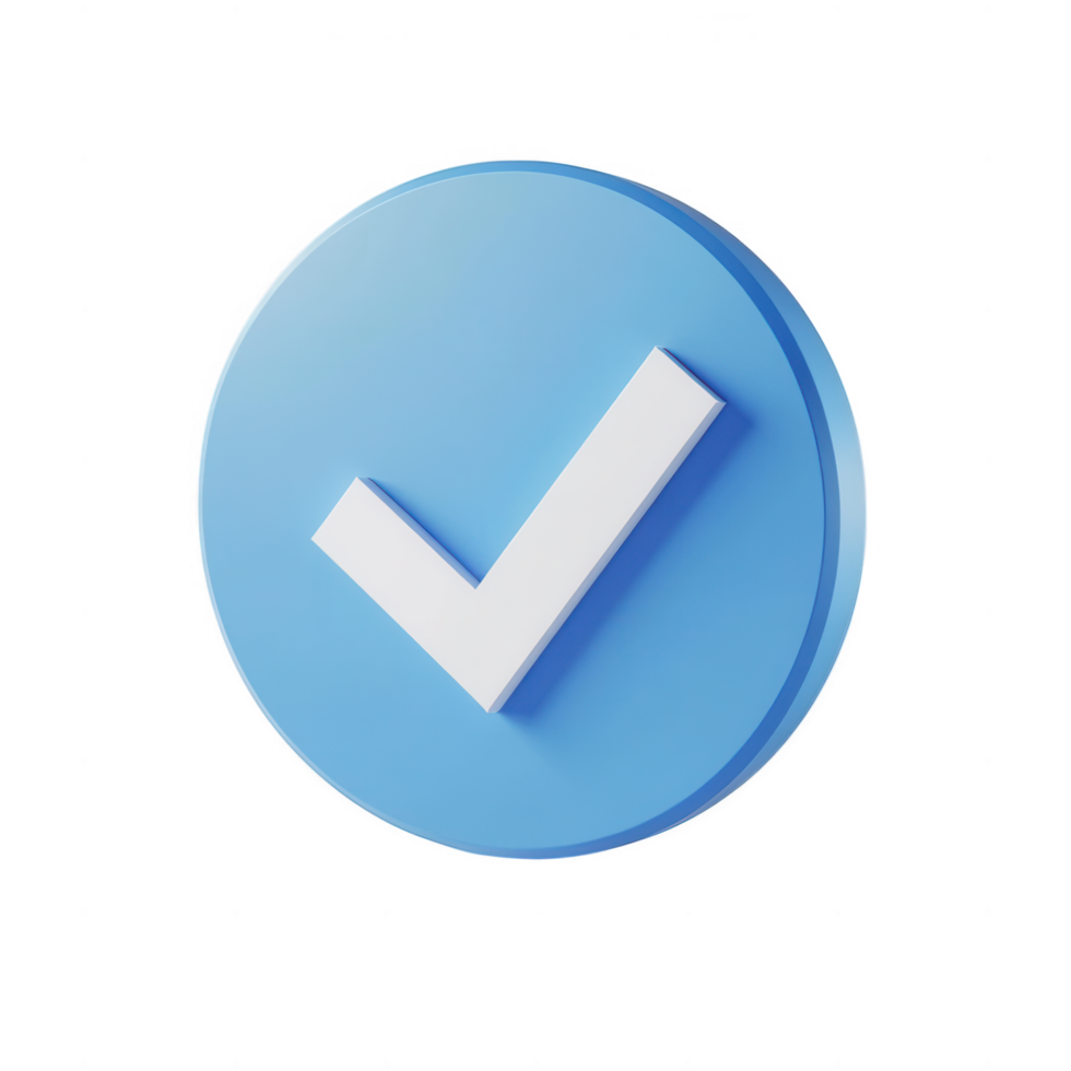 Blue Circle Check Mark Icon 3D png