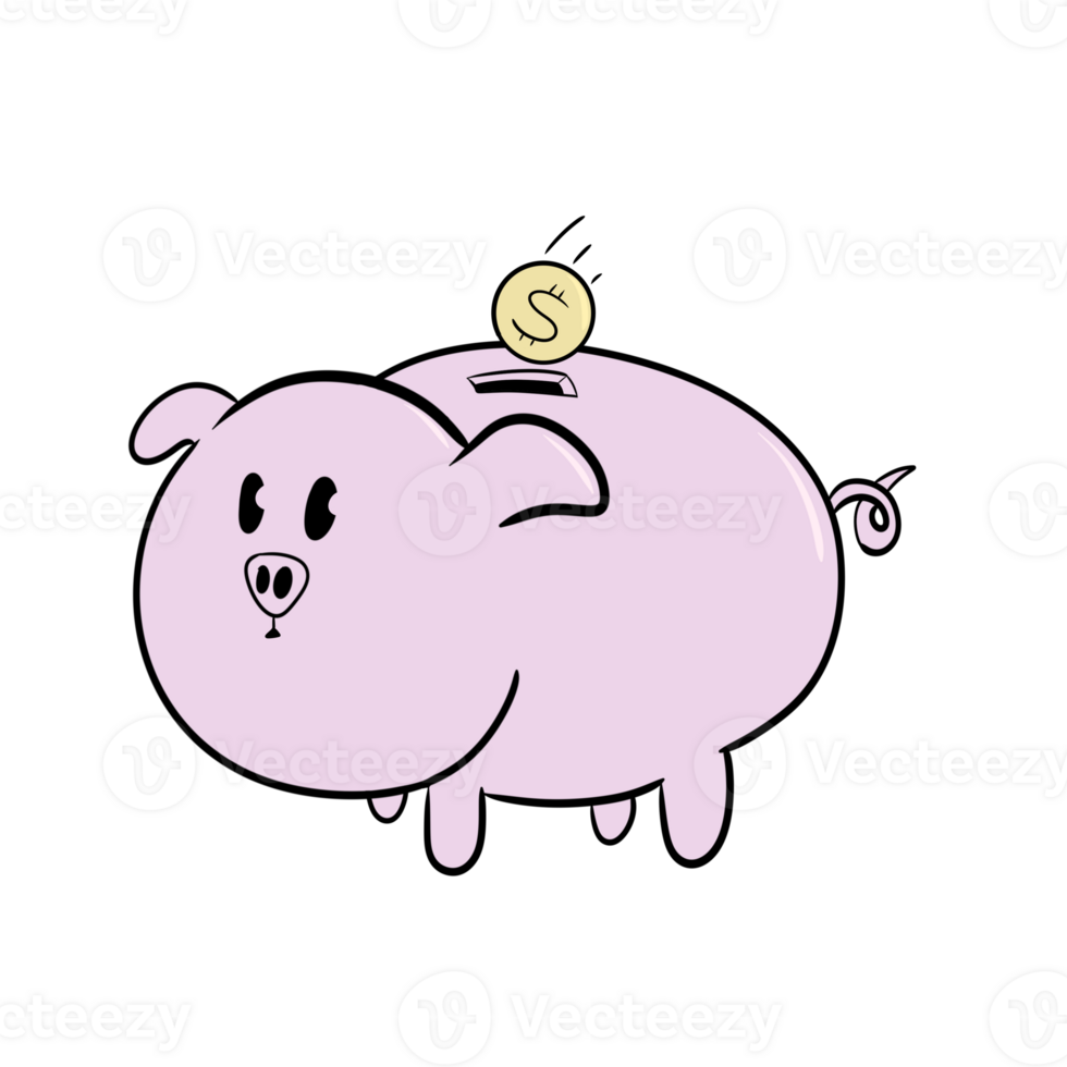 piggy bank and coin icon illustration png