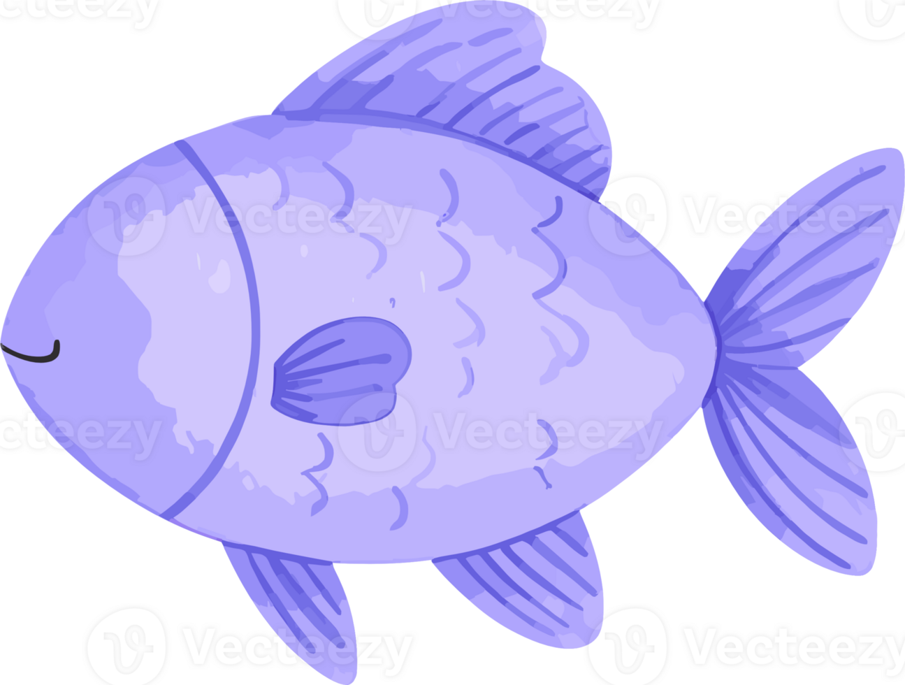 Cute fish watercolor illustration png