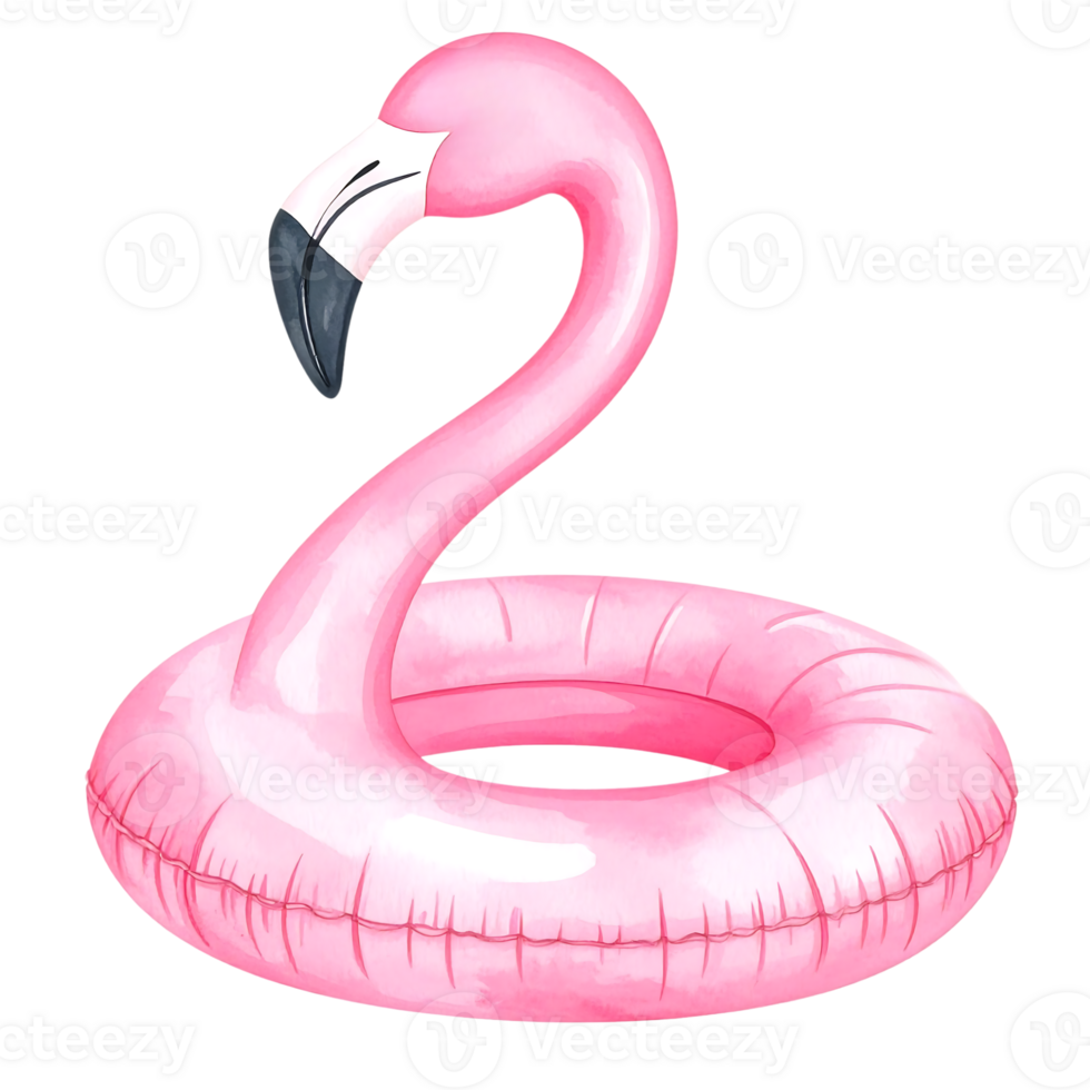 Watercolor illustration of flamingo float png