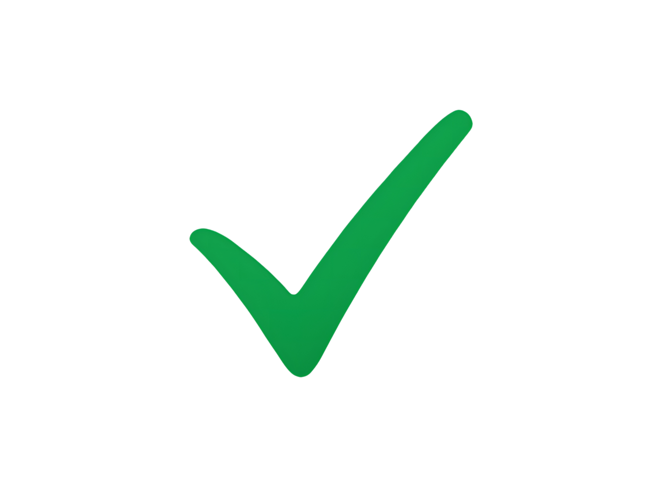 Green check mark icon for approval, confirmation, success, or correct answer isolated on transparent background png