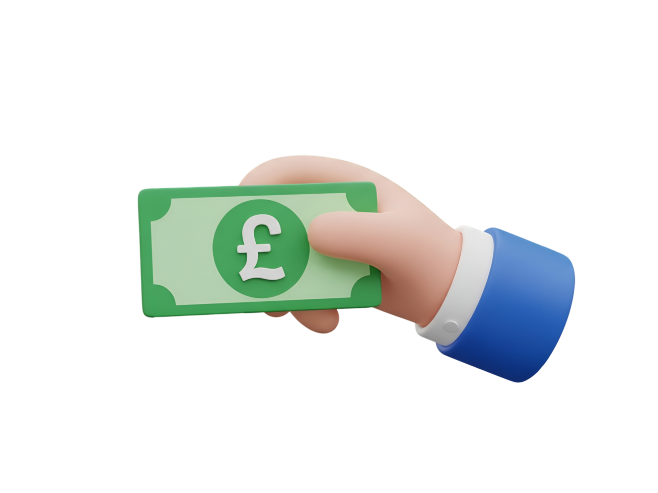 3D Hand Giving Pound Currency Note Illustration Isolated on Transparent Background png