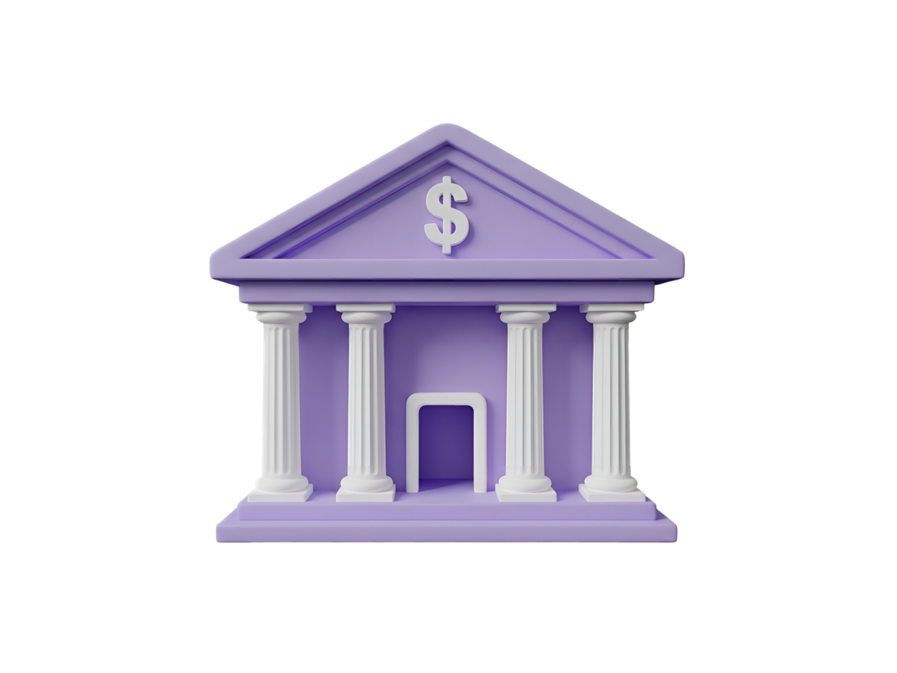 3D Bank Building with Dollar Sign Icon Isolated on Transparent Background png