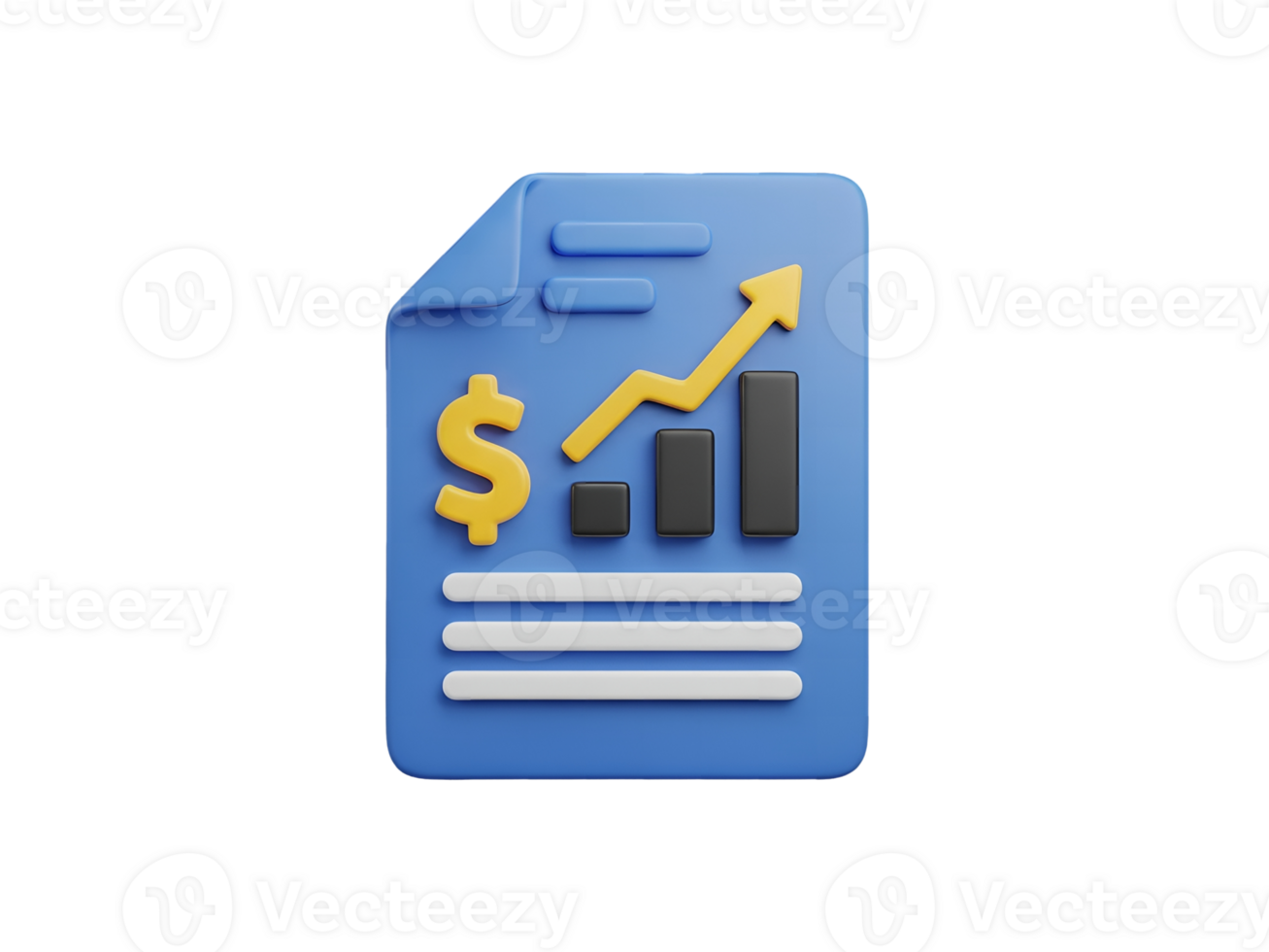3D Financial Report Document with Dollar Sign and Growth Chart Isolated on Transparent Background png