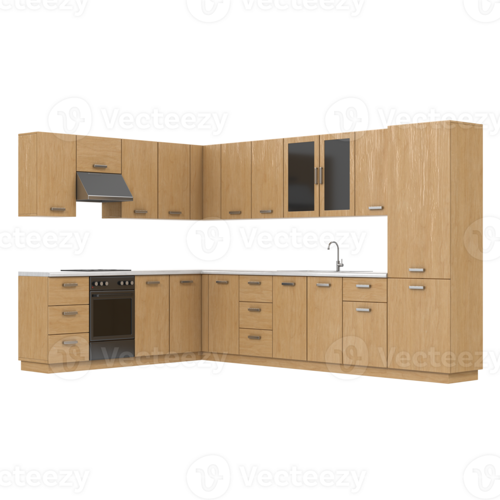 Wooden Kitchen Cabinets isolated on transparent background png