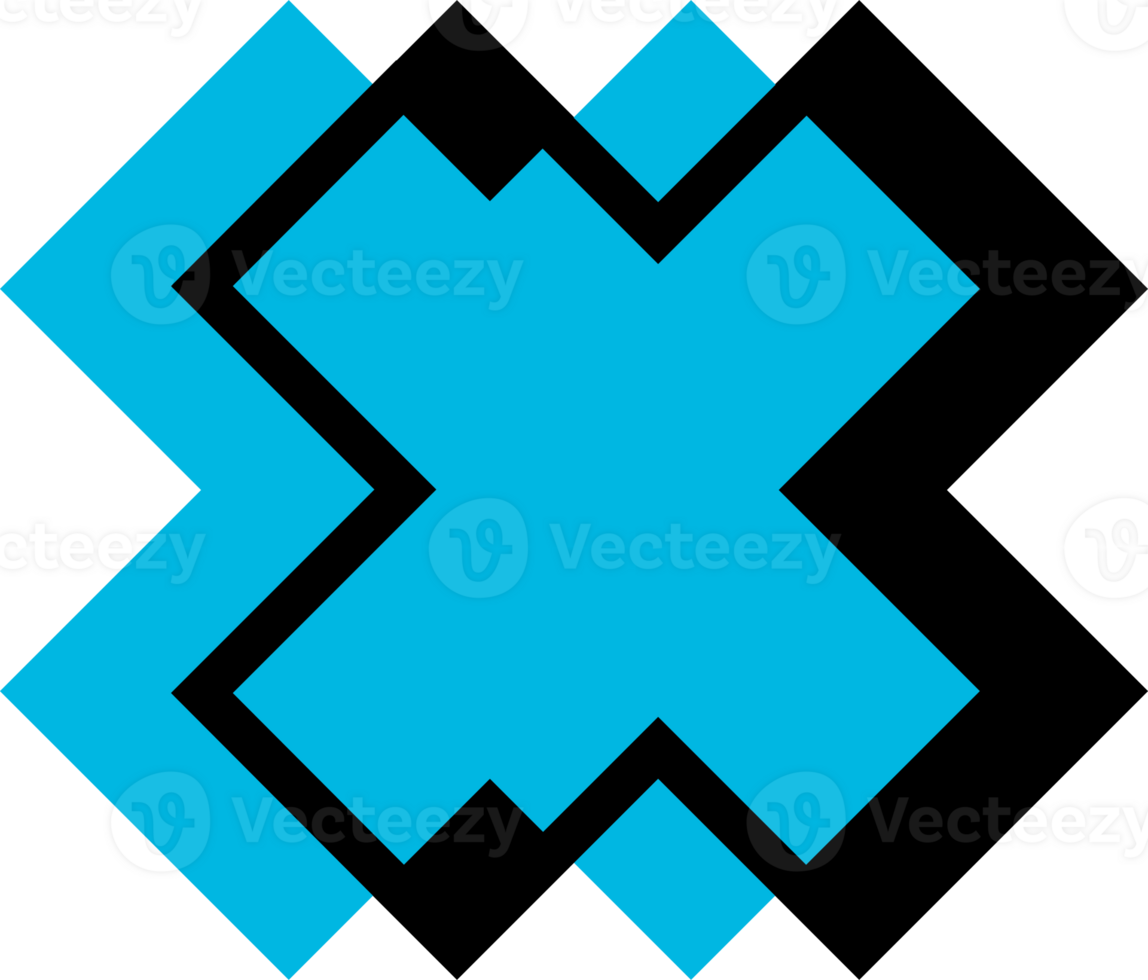 black and blue X shape design. png